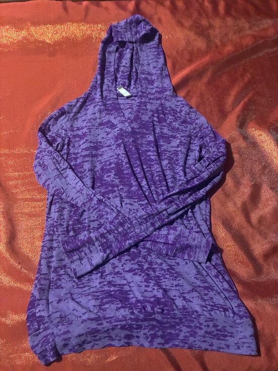 Next Level Tops - Next Level Apparel Hoodie Womens L Purple Burnout Long Sleeve Pullover Casual